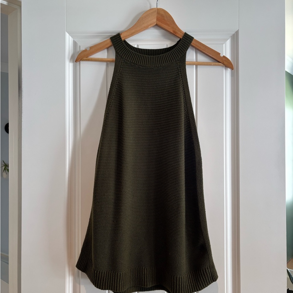 Banana Republic Olive Knit High Neck Tank Top